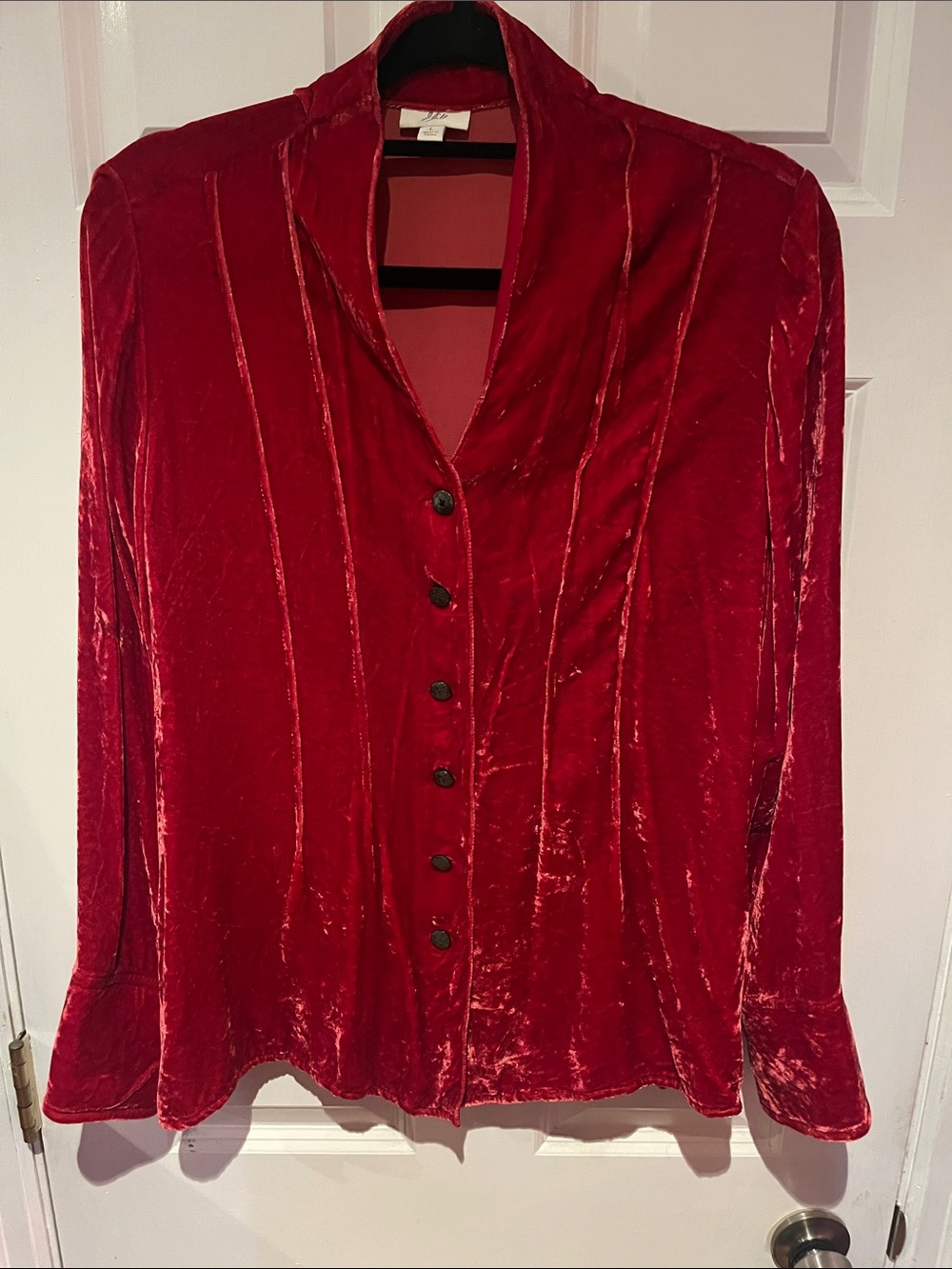 J. Jill Red Velvet Button-Front Women's Shirt